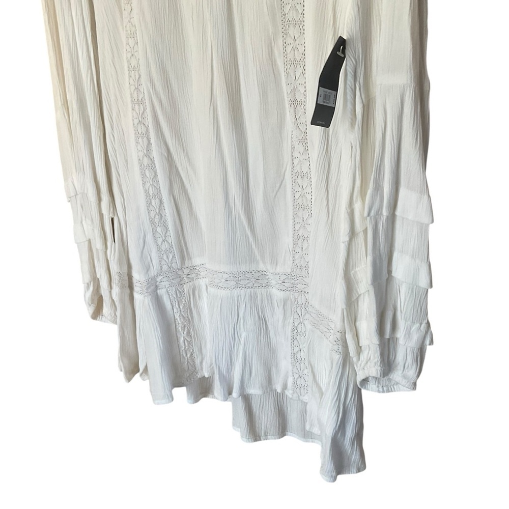 Lucky Brand White Boho Embroidered Lace Peasant Blouse Medium NWT - Picture 4 of 10